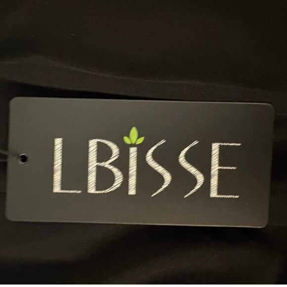 LBISSE Black Slinky Pants With Silver Details Down Sides L Tuxedo Pant Style NEW - Picture 6 of 10